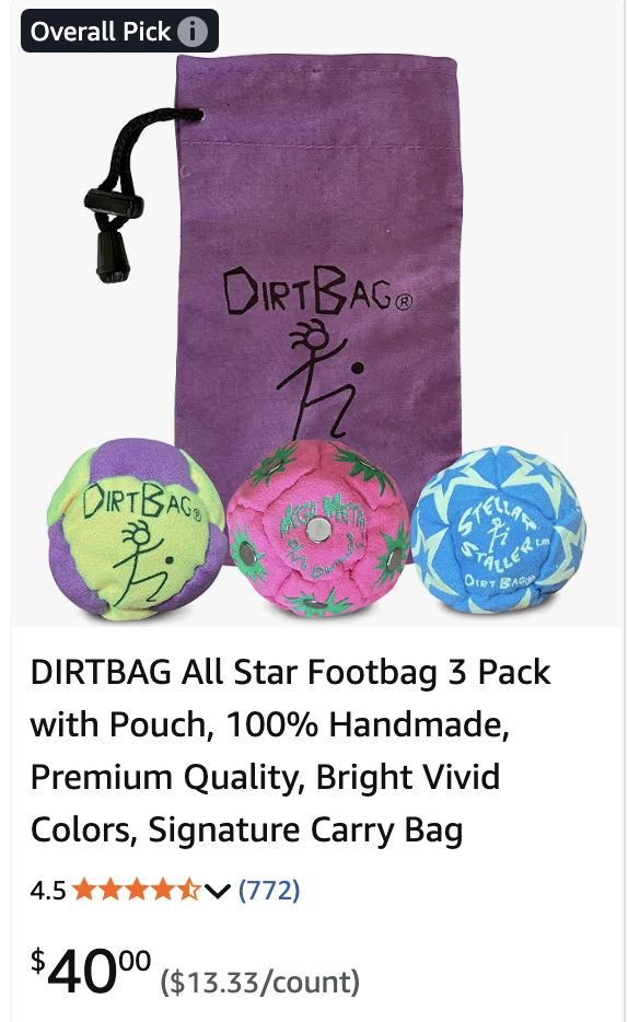 DIRTBAG All Star Footbag 3-Pack — Amazon Overall Pick