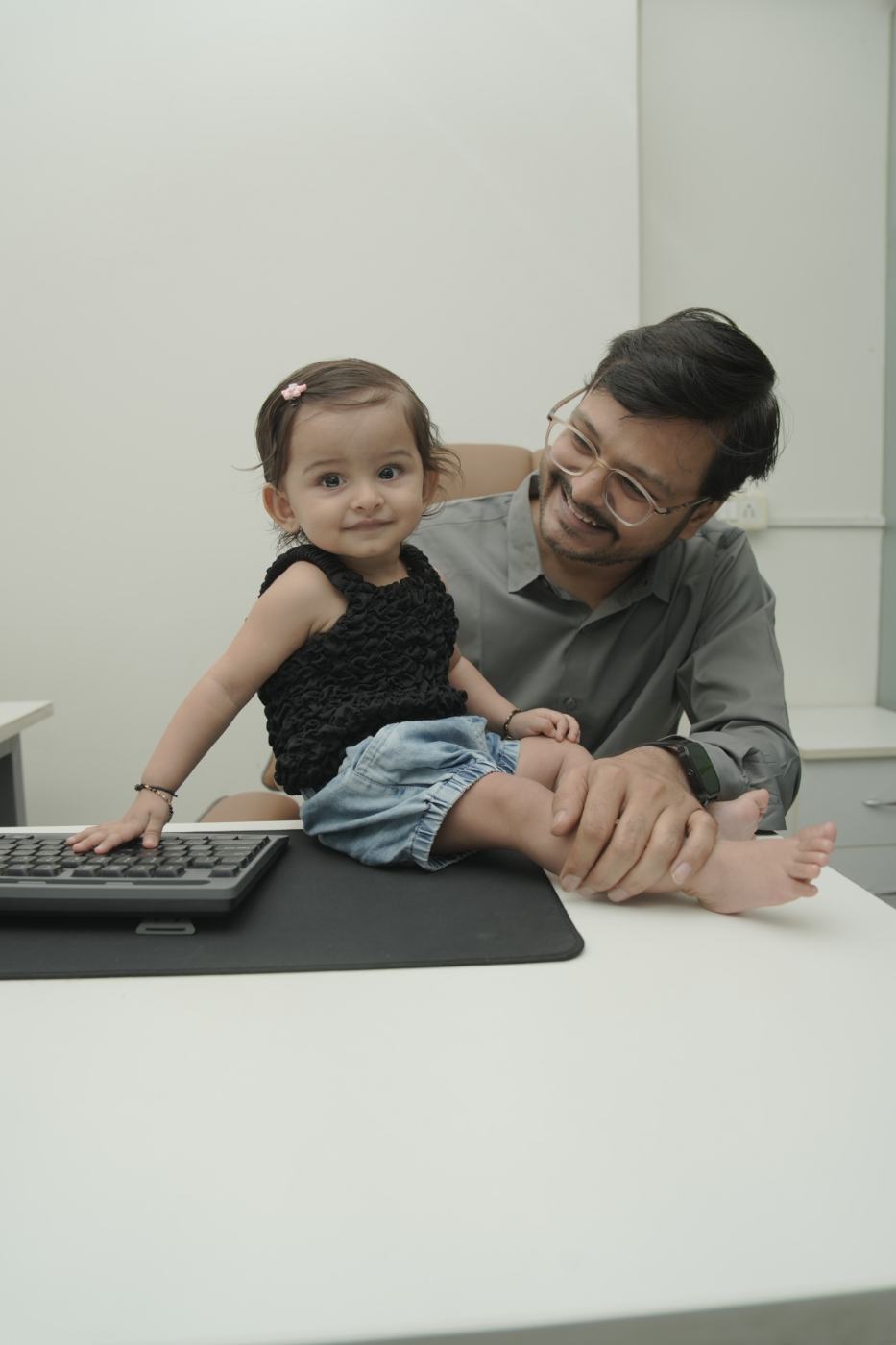 Family at the office